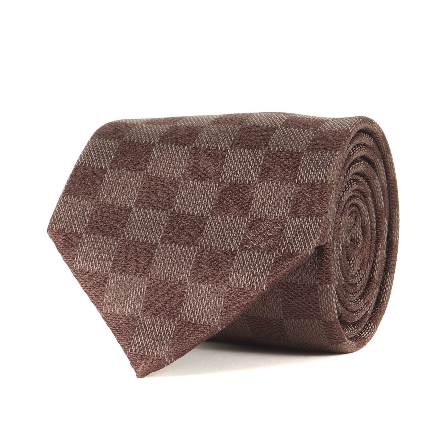 Louis Vuitton Damier Silk Cravate Brown Tie For Men