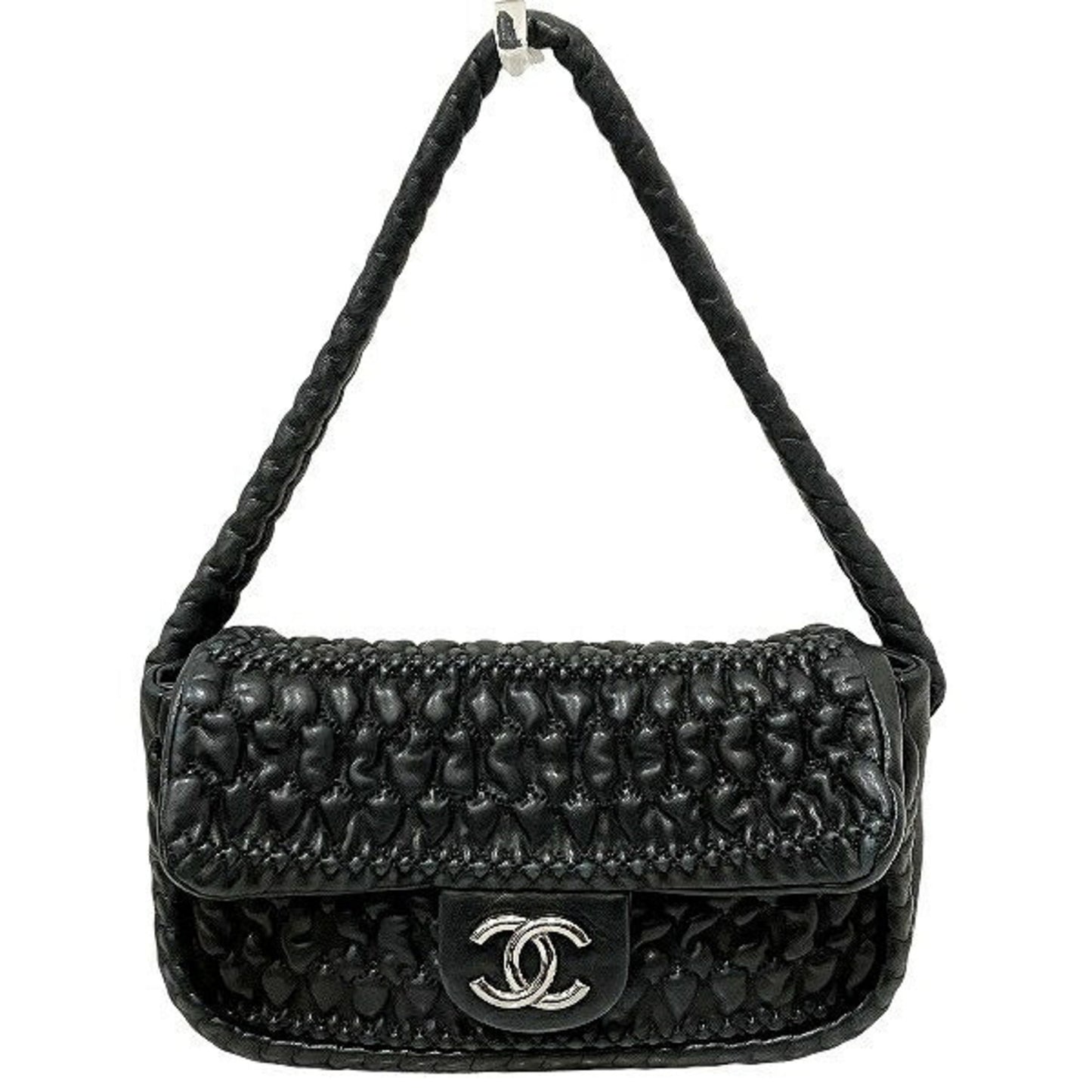 Chanel Bubble Quilt Black Bag Handbag Shoulder