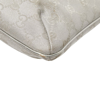 Gucci Gg Canvas Sherry Line Crossbody Shoulder Bag 189749 Silver Leather