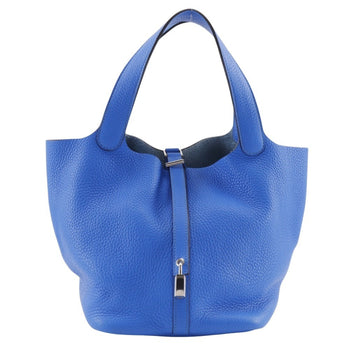 Hermes Herms Picotin Lock Mm Handbag In Taurillon Clemence Blue Hydra Leather