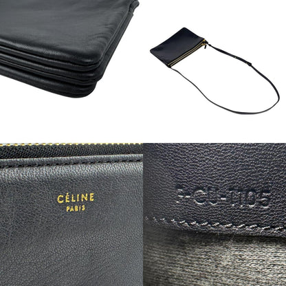Celine Trio Large Shoulder Bag In Black Leather