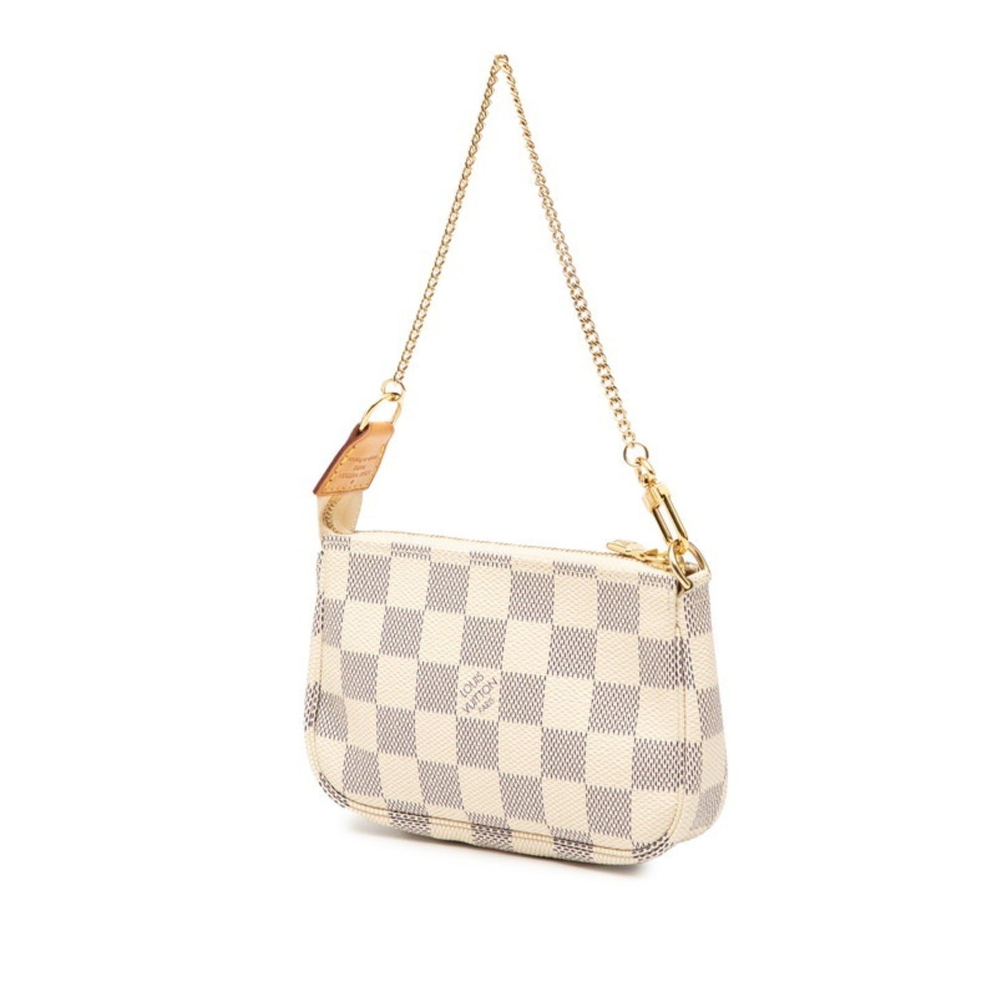 Louis Vuitton Damier Azur Mini Pochette Accessory Pouch Handbag N58010 White Leather