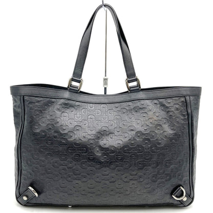 Gucci 293580 Abby Tote Bag Horsebit Pattern Black Leather