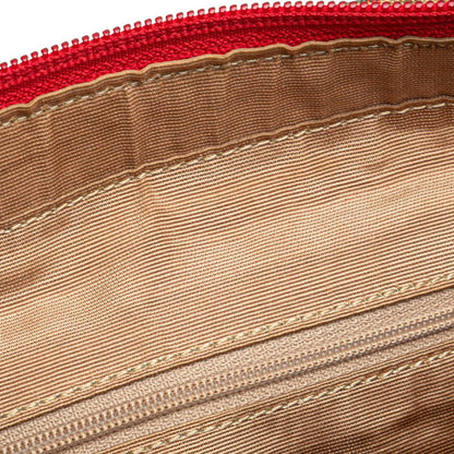 Burberry Nova Check Shadow Horse Handbag Tote Bag Beige Red Canvas Leather