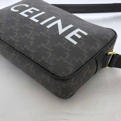 Celine Shoulder Bag Medium Black Triomphe F-20143 Pvc Leather Celine