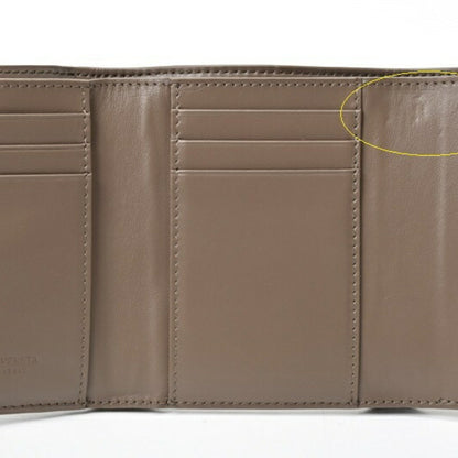 Bottega Veneta Cassette Tri-Fold Wallet 750245 Intrecciato Leather Taupe Gray E-156538