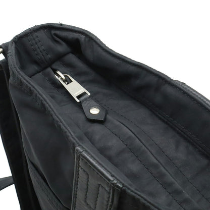 Hermes Acapulco Bandouliere Mm Shoulder Bag Pochette Nylon Leather Black