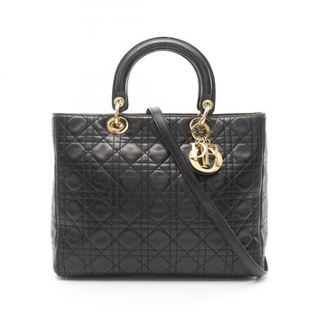 Christian Dior Lady Large Cannage Handbag Bag Leather