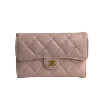 Chanel Matelass Leather Caviar Bifold Wallet With Coco Mark