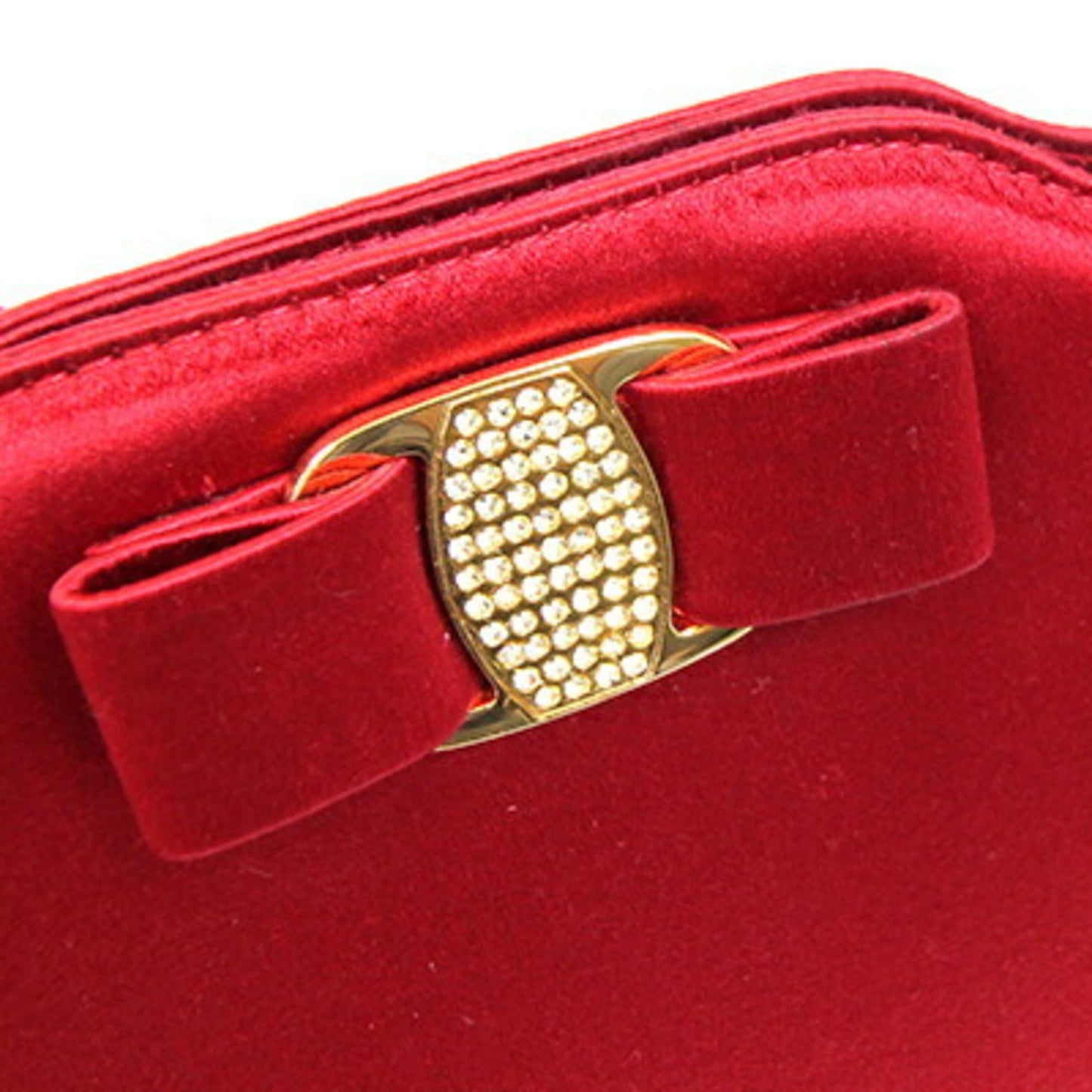 Salvatore Ferragamo Shoulder Bag Vara A219168 Red Satin Ribbon