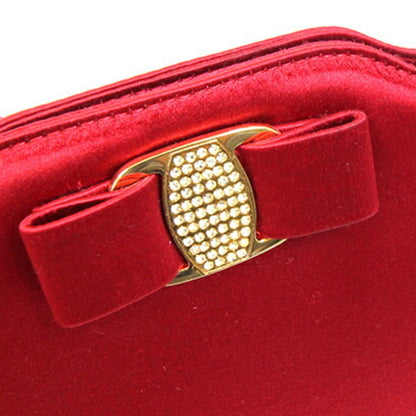 Salvatore Ferragamo Shoulder Bag Vara A219168 Red Satin Ribbon