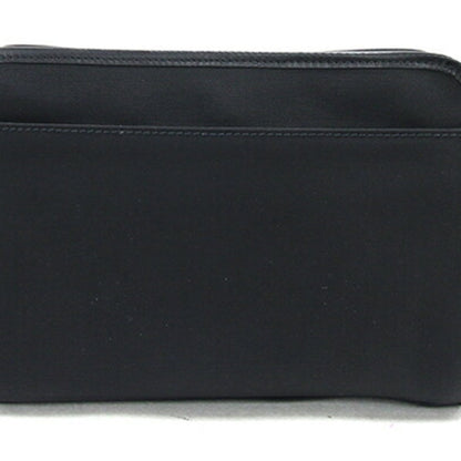 Gucci Second Bag 108844 Black Nylon Canvas Leather Clutch