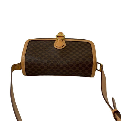 Celine Macadam Blason Pattern Logo Hardware Leather Shoulder Bag Pochette Brown 28847