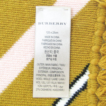 Burberry Knitted Stripe Tippet Muffler 407535 Women'S Wool Cashmere Stole Light Pink