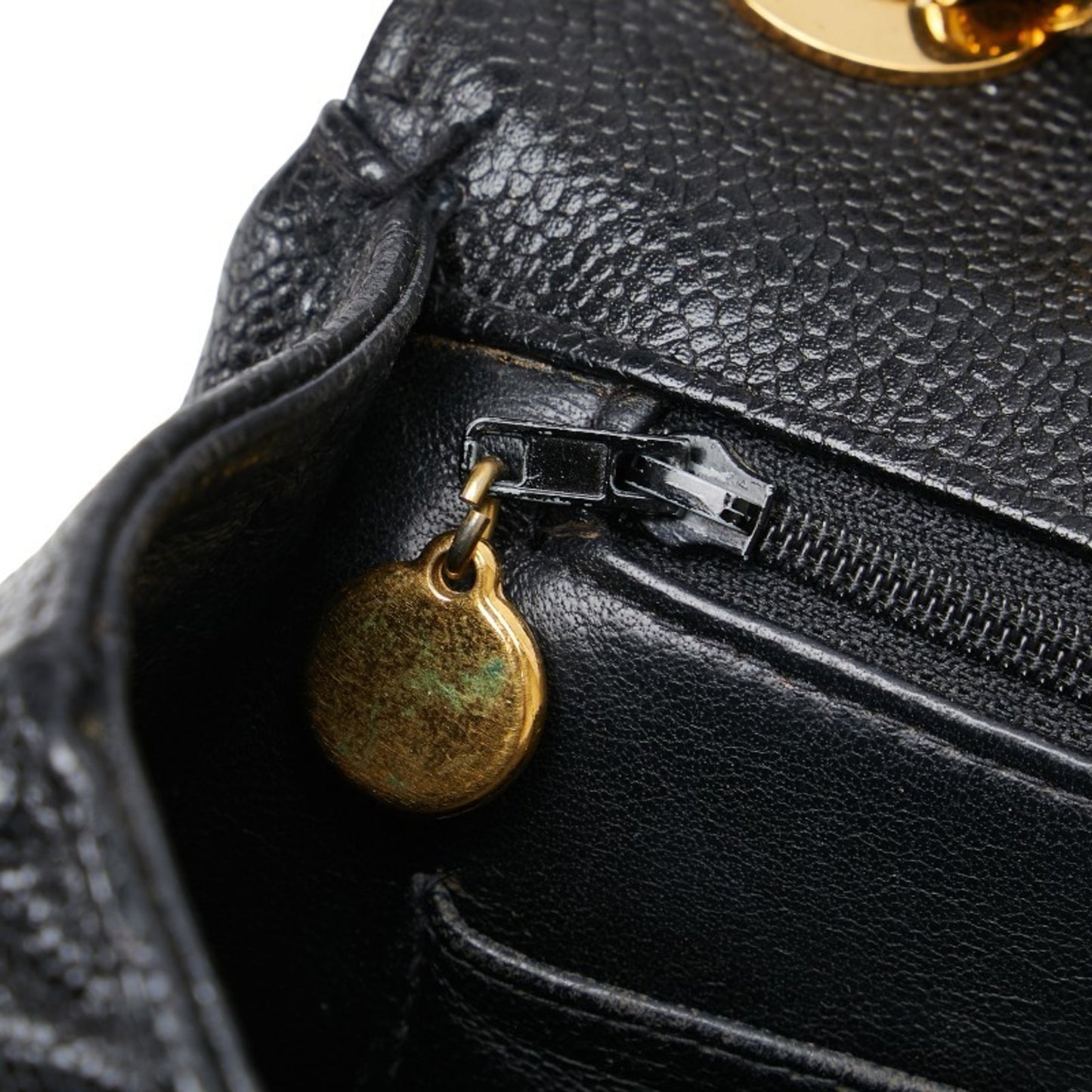 Chanel Coco Mark Bias Stitch Chain Shoulder Bag In Black Caviar Leather