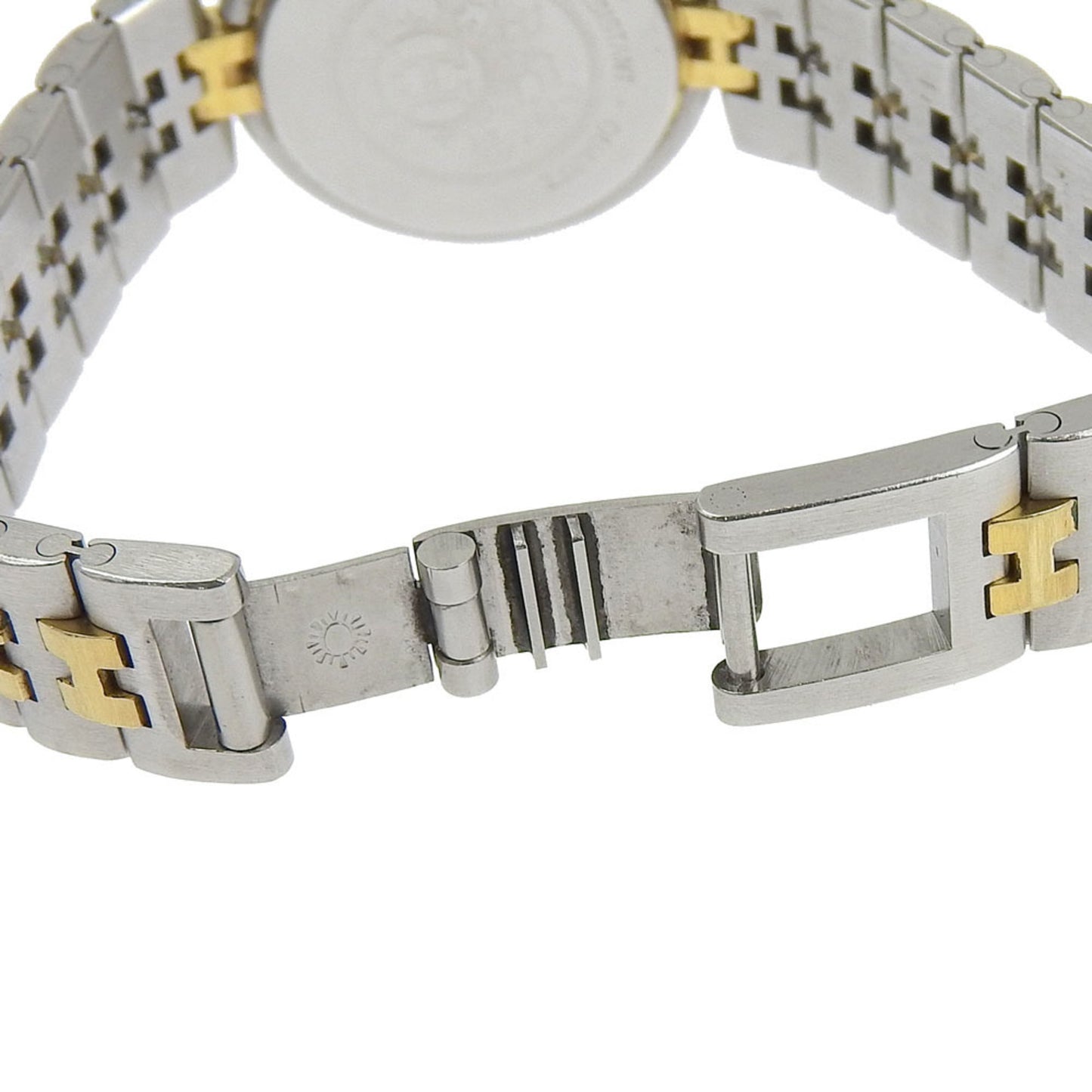 Hermes Hermes Profile Date Watch Stainless Steel X Gold Plated Quartz Analog Display White Dial