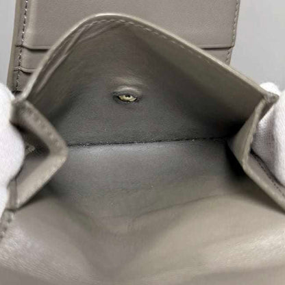 Celine Tri-Fold Wallet Ec-23083 Beige Triomphe Leather S-At-3261/S-Fg-3281 Celine Compact Metal
