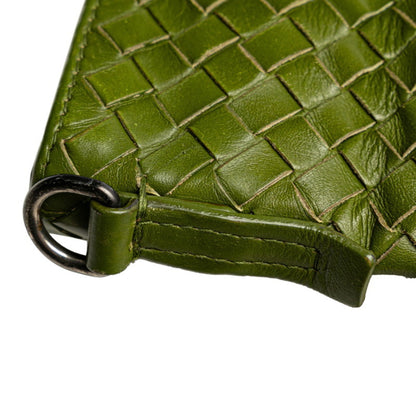 Bottega Veneta Intrecciato Crossbody Shoulder Bag In Green Leather