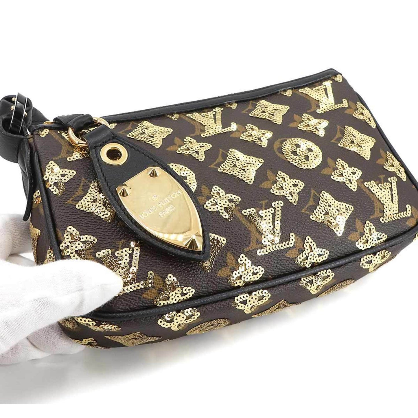 Louis Vuitton Monogram Eclipse Pochette Accessoires Handbag In Brown With Sequins