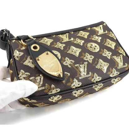 Louis Vuitton Monogram Eclipse Pochette Accessoires Handbag In Brown With Sequins