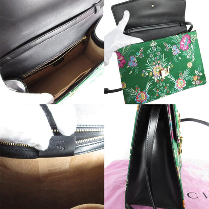 Gucci Handbag Shoulder Bag Sylvie Satin Green Multicolor Gold