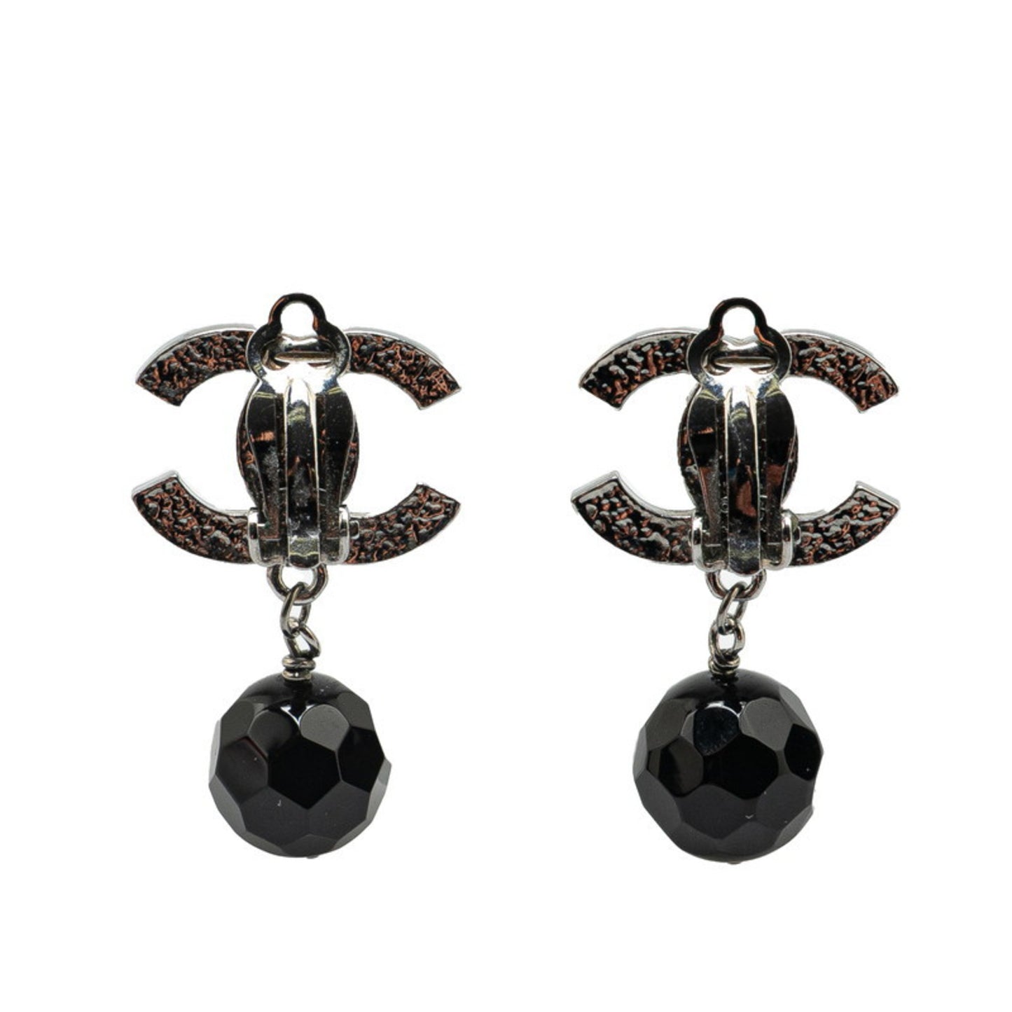 Chanel Coco Mark Swing Earrings In Silver