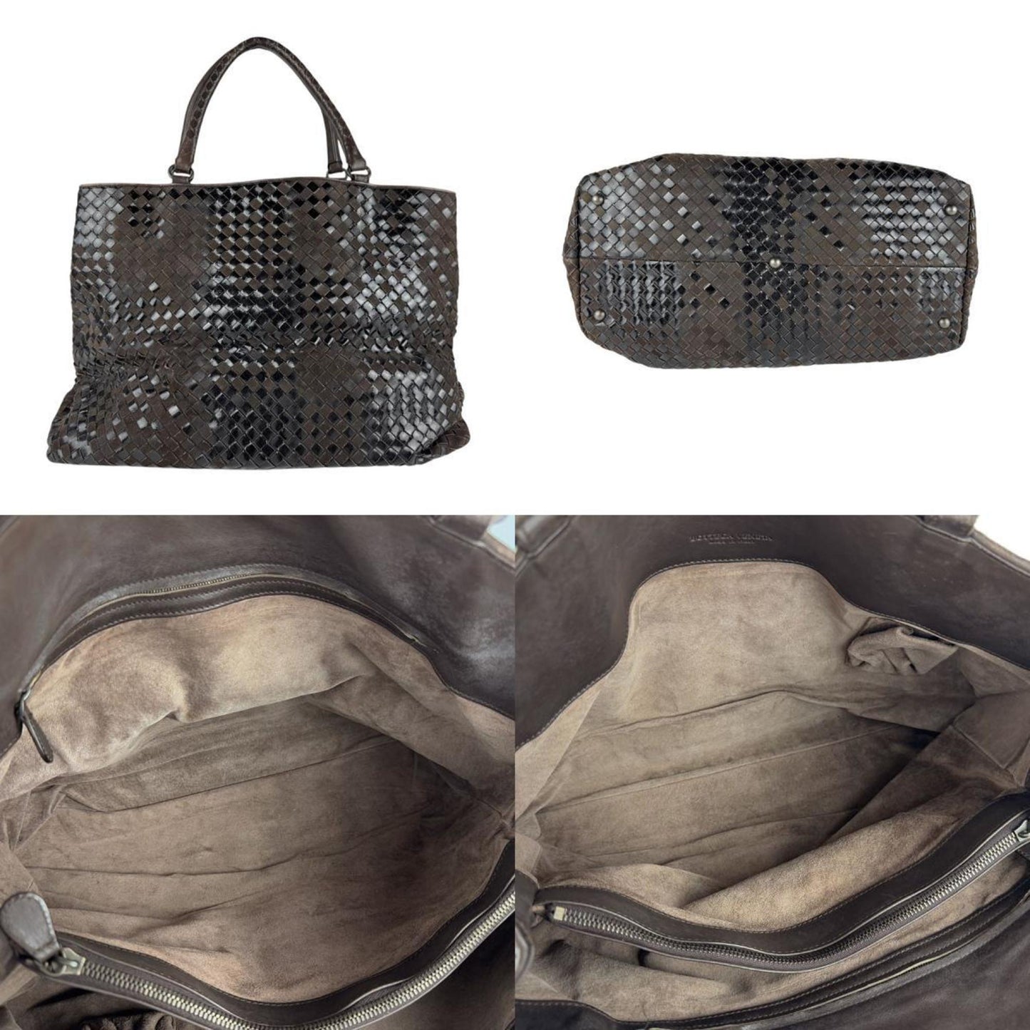 Bottega Veneta Handbag Shoulder Bag Intrecciato Leather Brown X Black