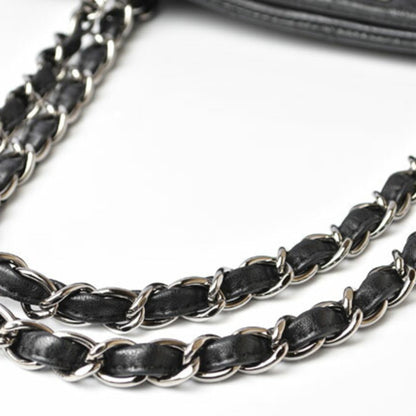 Chanel Tote Bag Chain Patent Leather Quilted Stitch Black