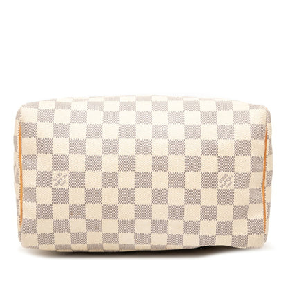 Louis Vuitton Damier Azur Speedy 25 Handbag/Mini Boston Bag N41371 White Leather
