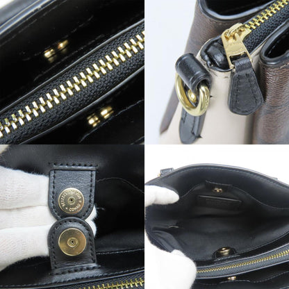 Coach Shoulder Bag F50054 Signature Leather Dark Brown Black Ivory Handbag