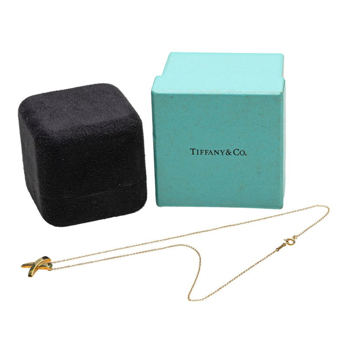 Tiffany & Co. Paloma Picasso Graffiti X Pendant Kiss Necklace In 18K Yellow Gold