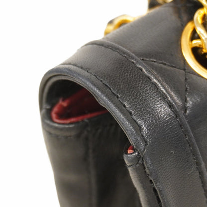 Chanel Shoulder Bag Matelasse W Chain Lambskin Black