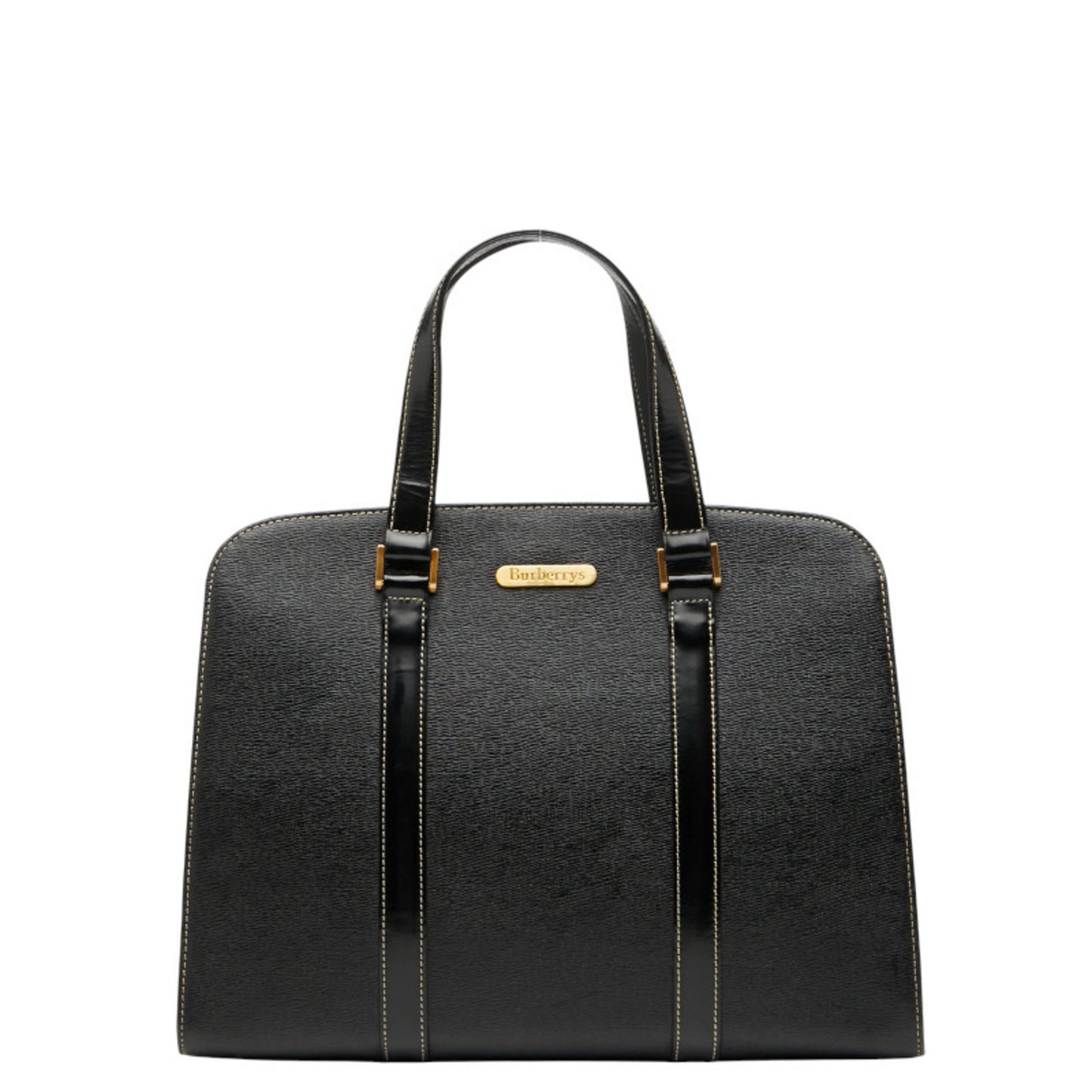 Burberry Nova Check Handbag In Black Leather
