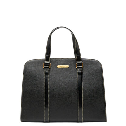 Burberry Nova Check Handbag In Black Leather