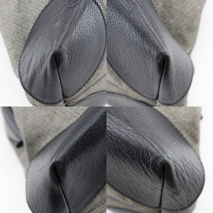 Bottega Veneta Tote Bag Canvas X Leather Gray/Black A5 Double