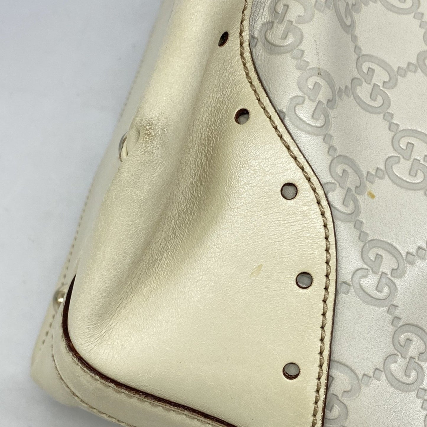 Gucci Tote Bag Guccissima 145993 Leather Ivory Champagne