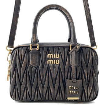 Miu Miu Miu Arcadi Matelass Distressed Medium Leather Handbag 5Bb124 2-Way