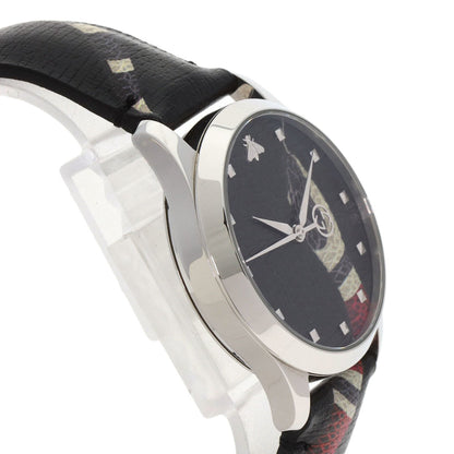 Gucci Ya1264007A G-Timeless Le March Des Merveilles Kingsnake Watch In Stainless Steel And Leather
