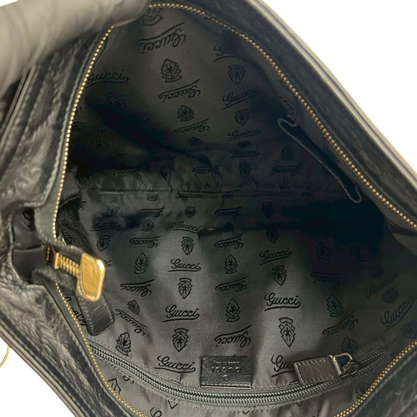 Gucci Gucci Shima Gg Logo Engraved Leather Shoulder Bag