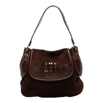 Bvlgari One Shoulder Bag Brown Canvas Leather