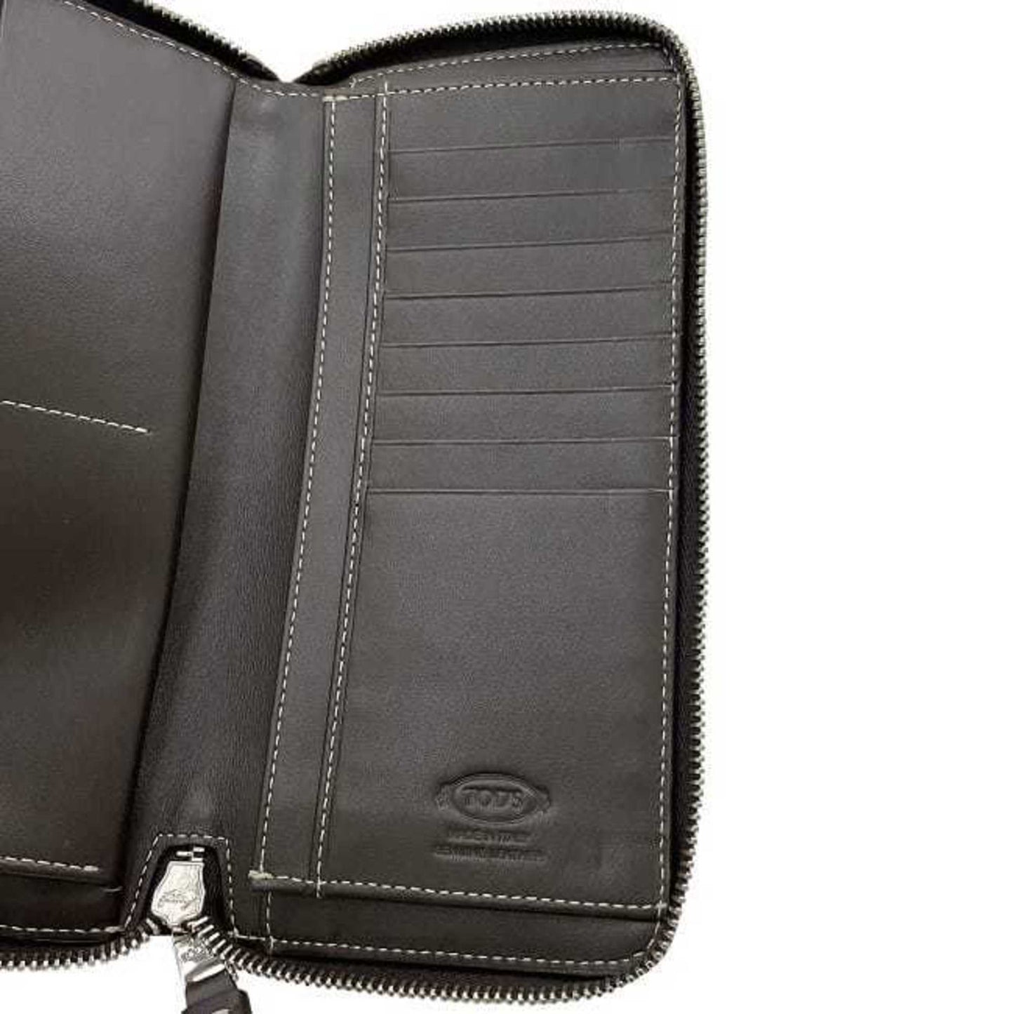 Tod'S Round Long Wallet Ec-23930 Brown Leather