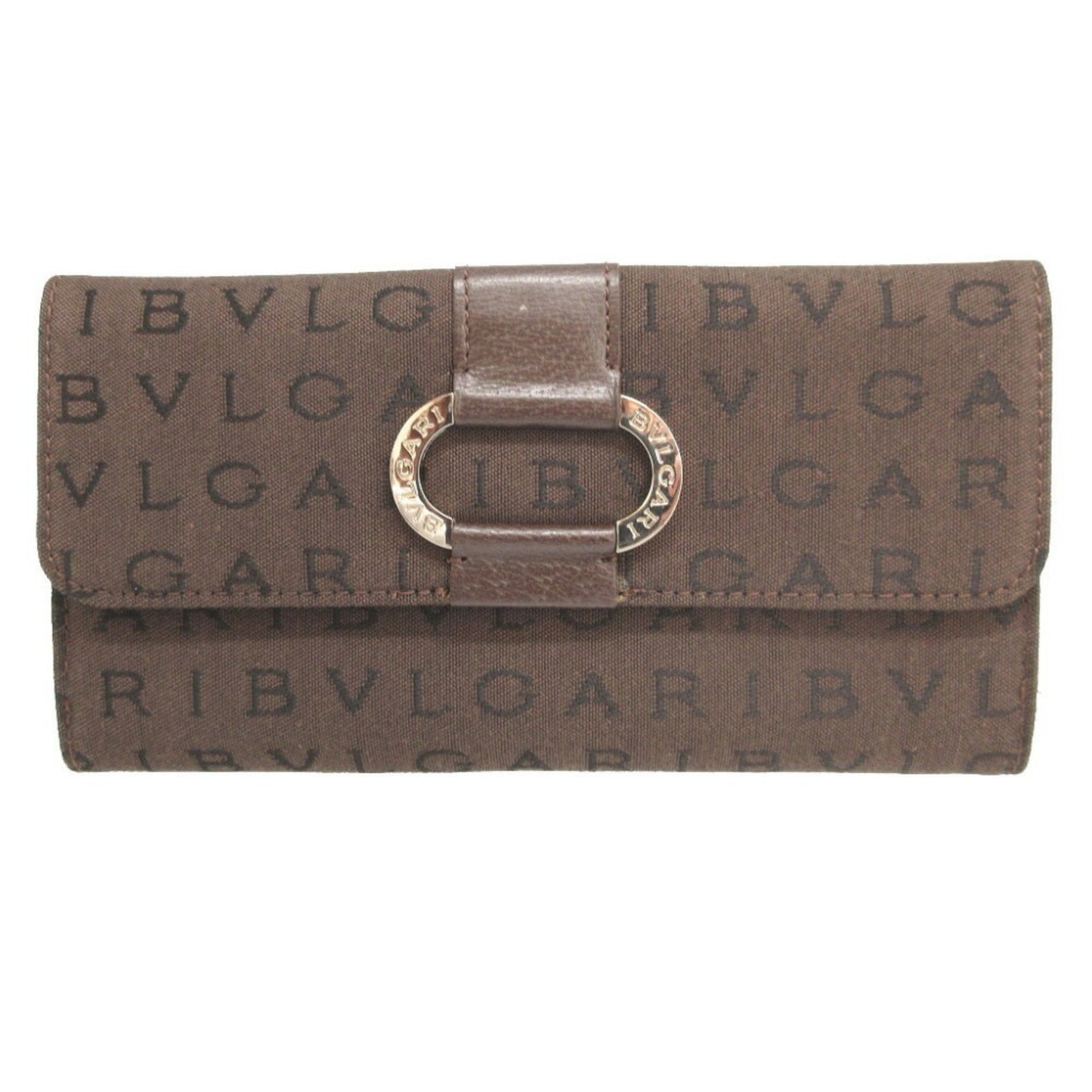 Bvlgari Canvas Brown Double Long Wallet 0111Bvlgari