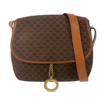 Celine Vintage Macadam Circle Logo Metal Fittings Brown Gold Leather Jmb11 Shoulder Bag Messenger