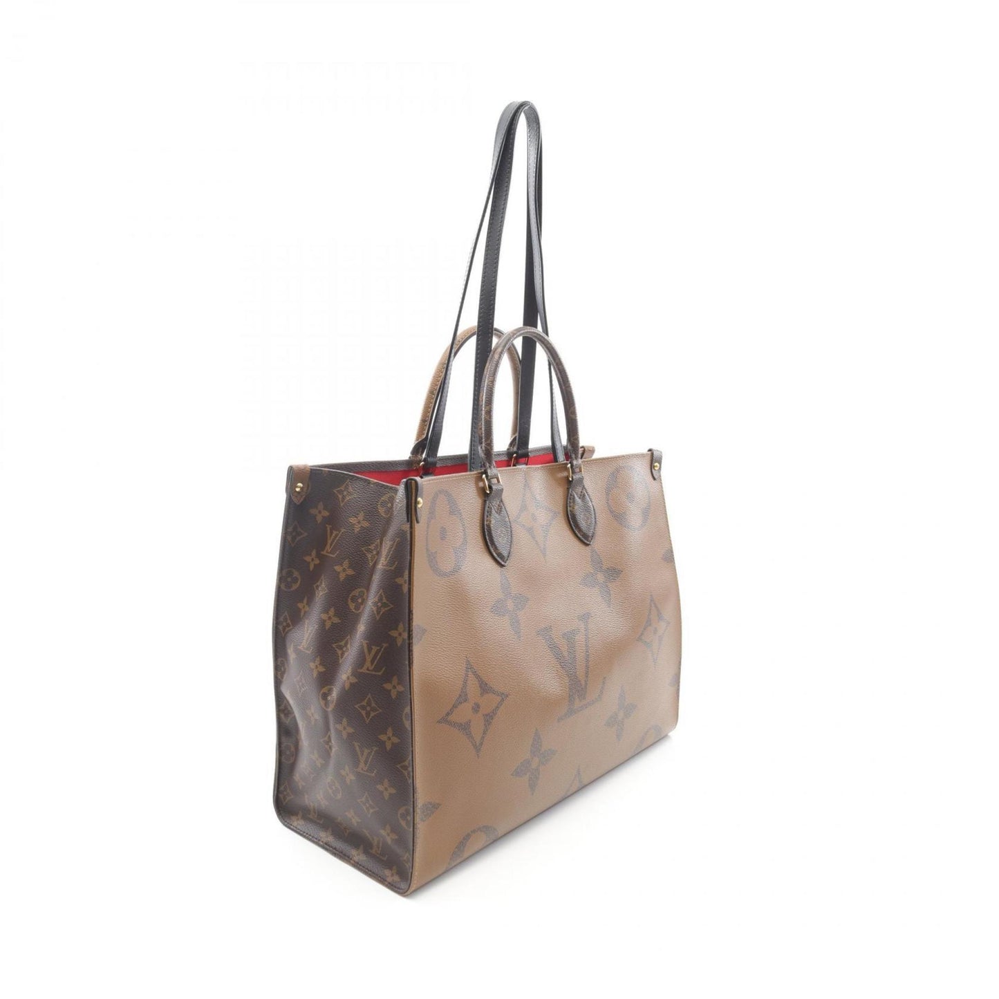 Louis Vuitton On The Go Gm Shoulder Bag In Coated Canvas And Leather With Monogram Giant Reverse