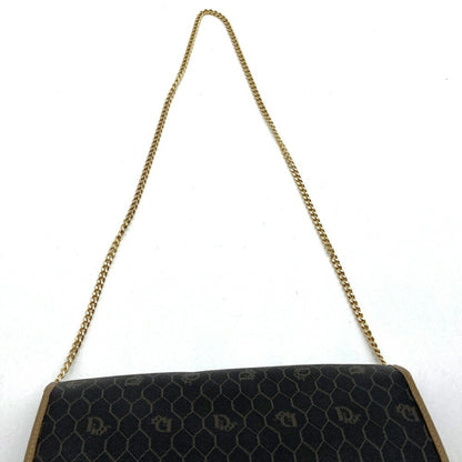 Christian Dior Dior Christian Honeycomb Chain Shoulder Bag Brown Leather