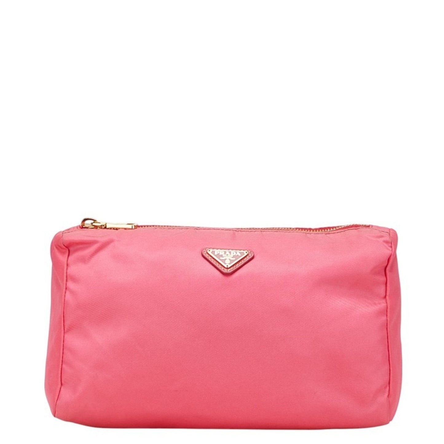 Prada Triangle Logo Plate Pouch Pink Nylon