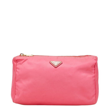 Prada Triangle Logo Plate Pouch Pink Nylon