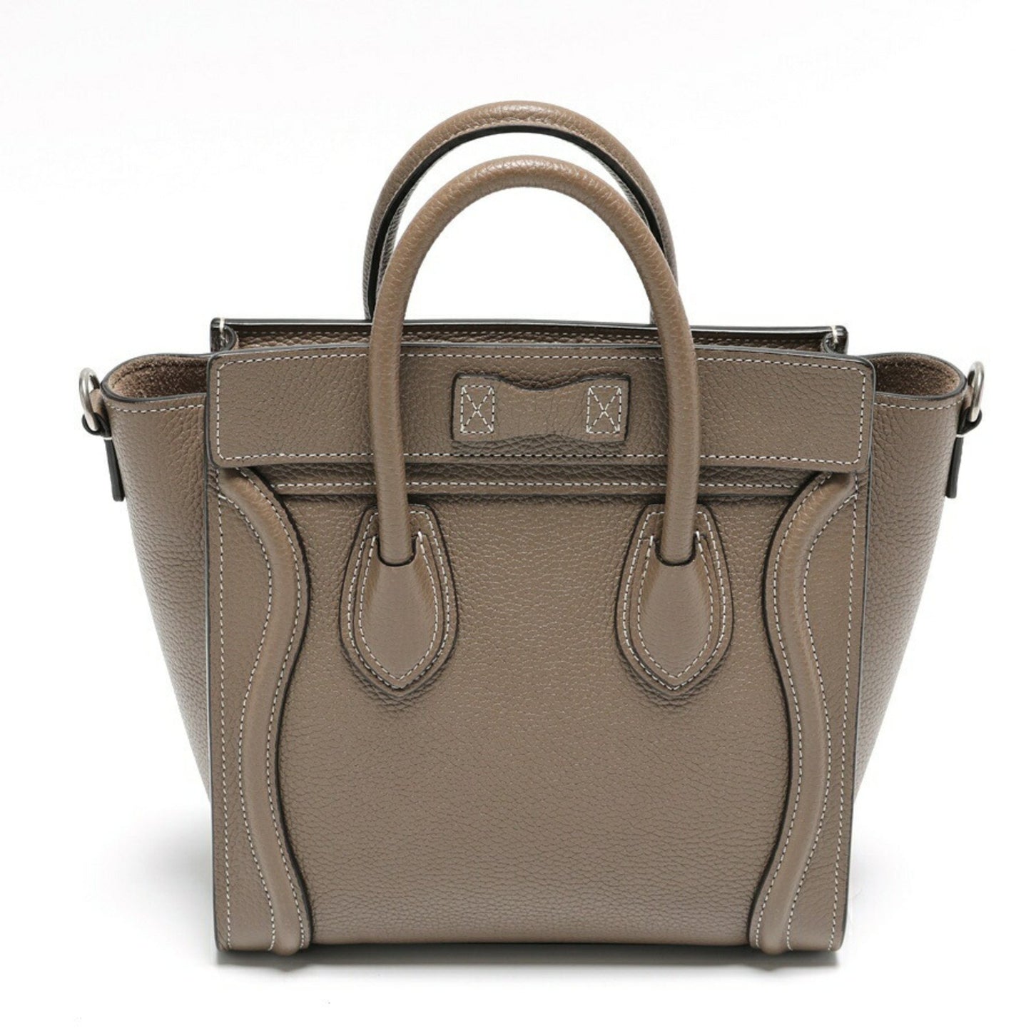 Celine Luggage Nano 189243Dru.09So 168243Dru.09So Drummed Calfskin Suri (Greige) S-157230