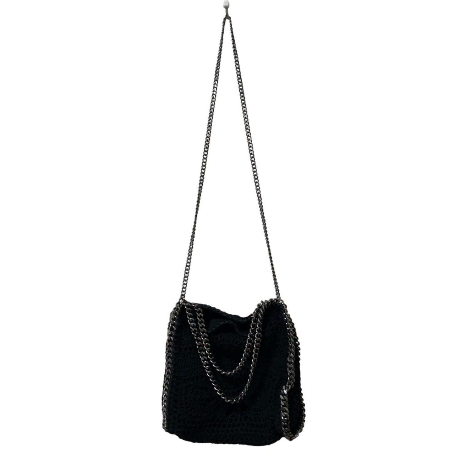 Stella Mccartney Falabella Crochet Knit Handbag/Shoulder Bag In Black