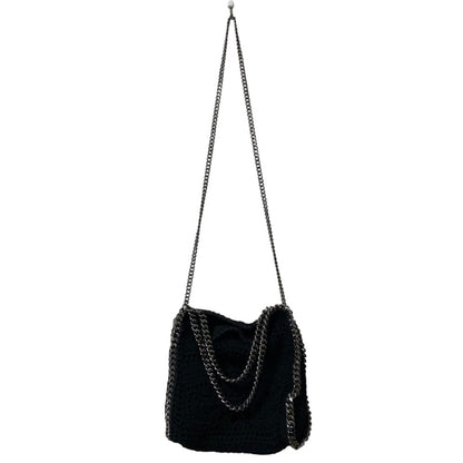 Stella Mccartney Falabella Crochet Knit Handbag/Shoulder Bag In Black